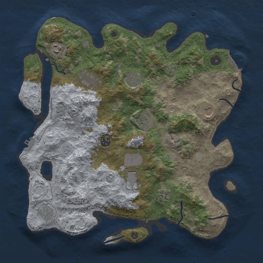 Rust Map: Procedural Map, Size: 3800, Seed: 1176225690, 17 Monuments