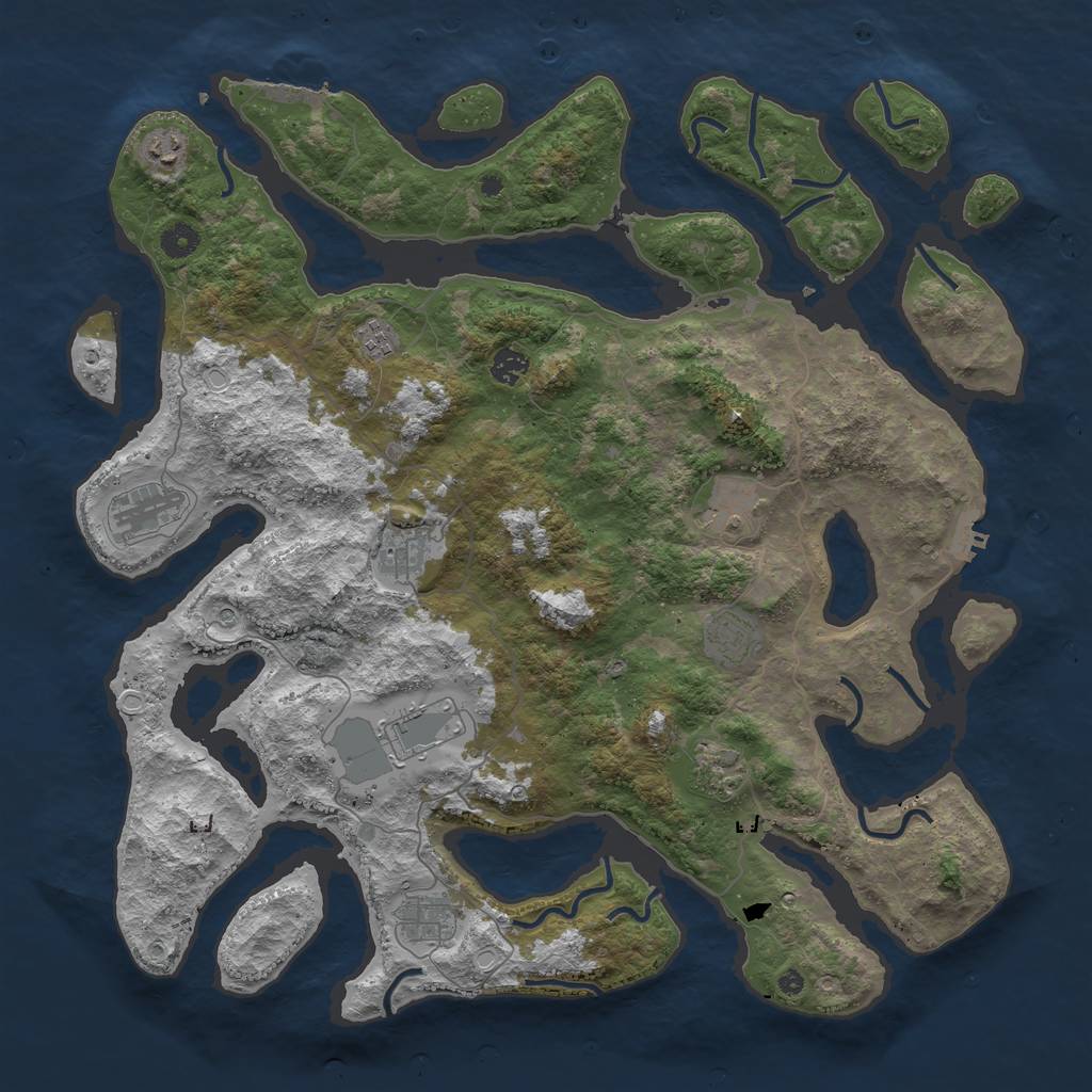 Rust Map: Procedural Map, Size: 4500, Seed: 239298782, 18 Monuments