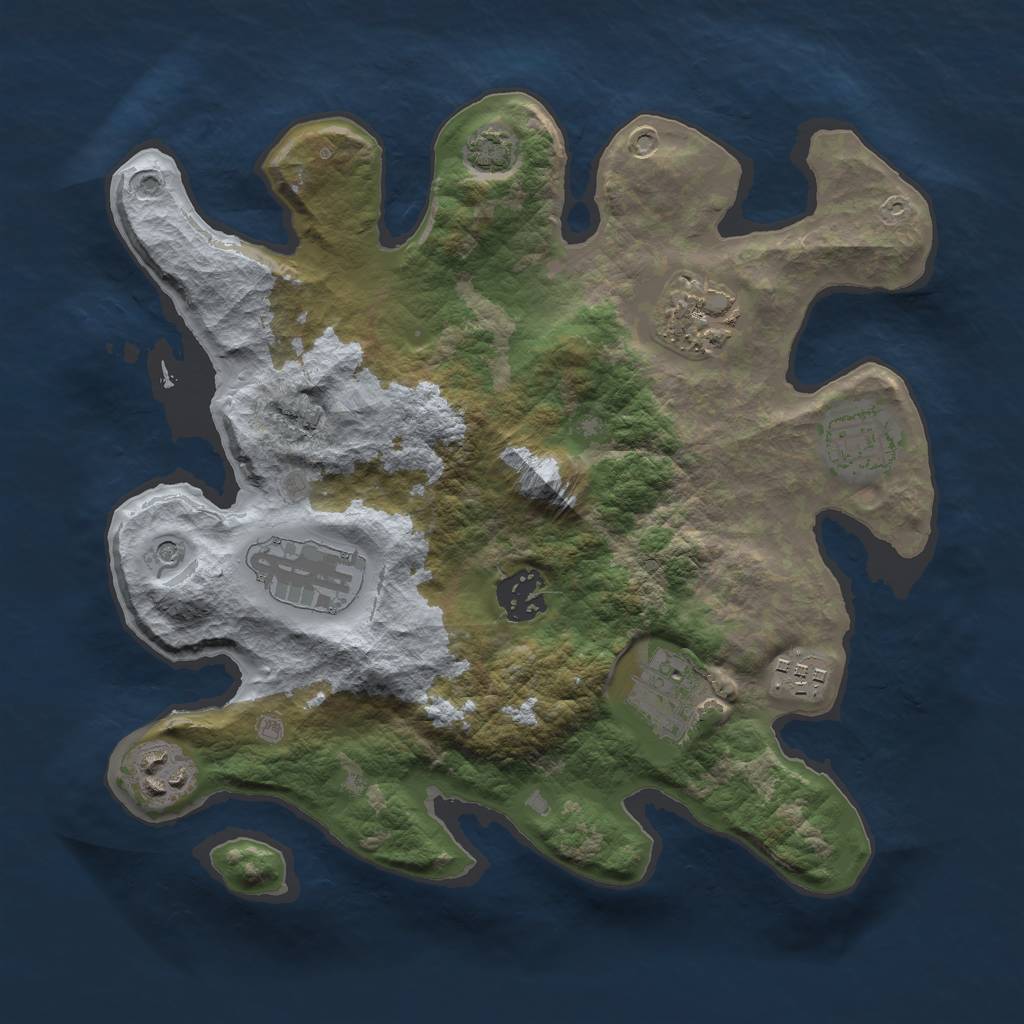 Rust Map: Barren, Size: 3000, Seed: 512613, 11 Monuments
