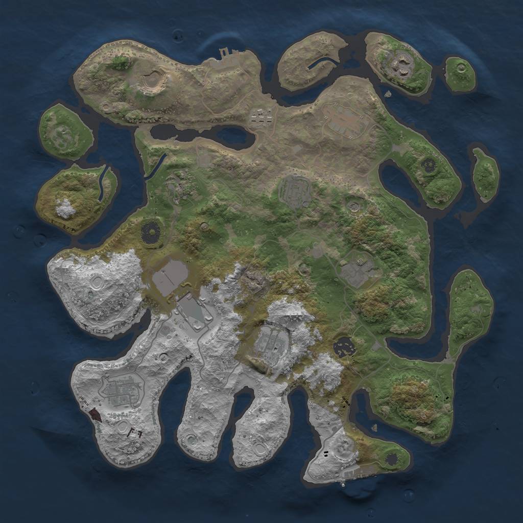 Rust Map: Procedural Map, Size: 3750, Seed: 123809, 19 Monuments