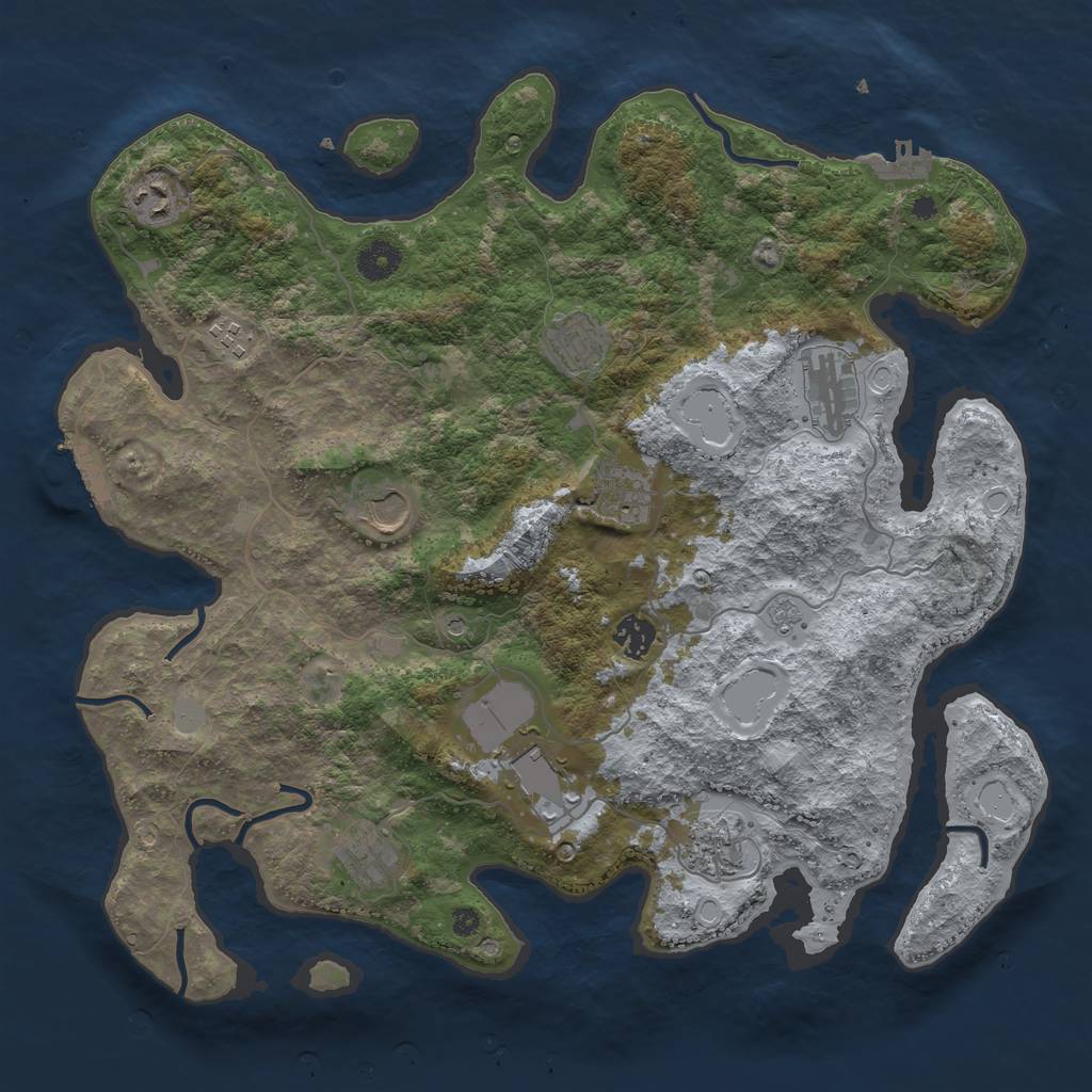 Rust Map: Procedural Map, Size: 3950, Seed: 246806378, 17 Monuments