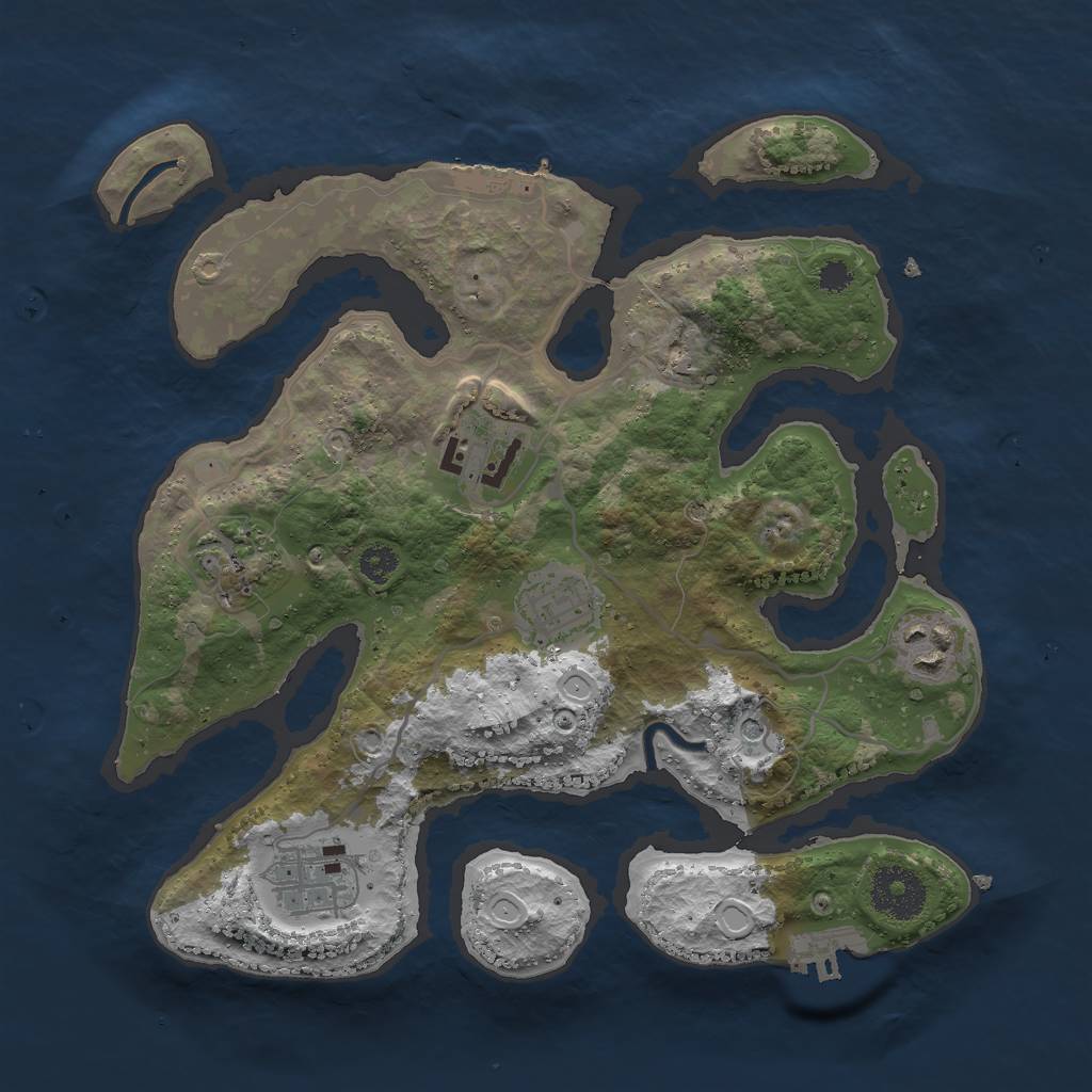 Rust Map: Procedural Map, Size: 3000, Seed: 1975241708, 13 Monuments