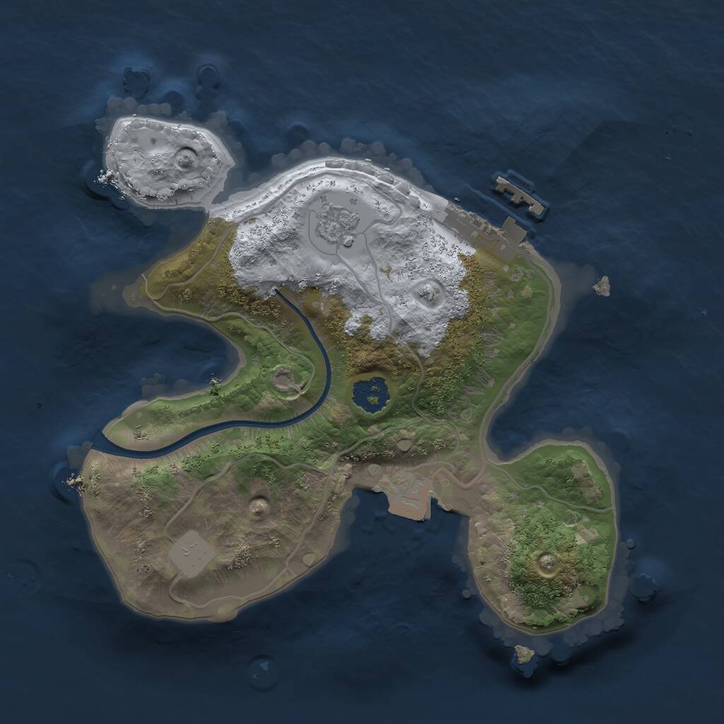 Rust Map: Procedural Map, Size: 2000, Seed: 9876987, 3 Monuments