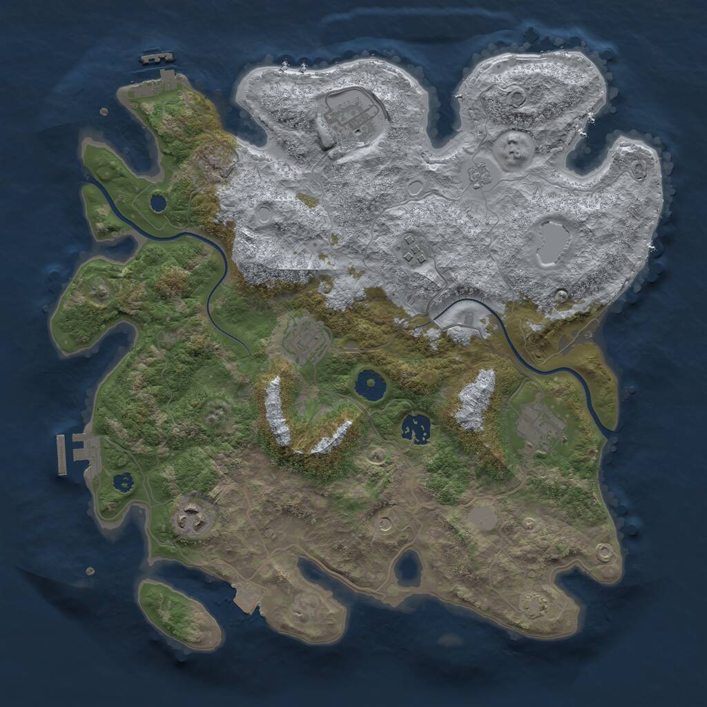 Rust Map: Procedural Map, Size: 3500, Seed: 5351, 12 Monuments