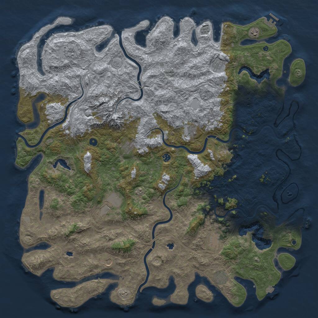 Rust Map: Procedural Map, Size: 6000, Seed: 8675307, 17 Monuments