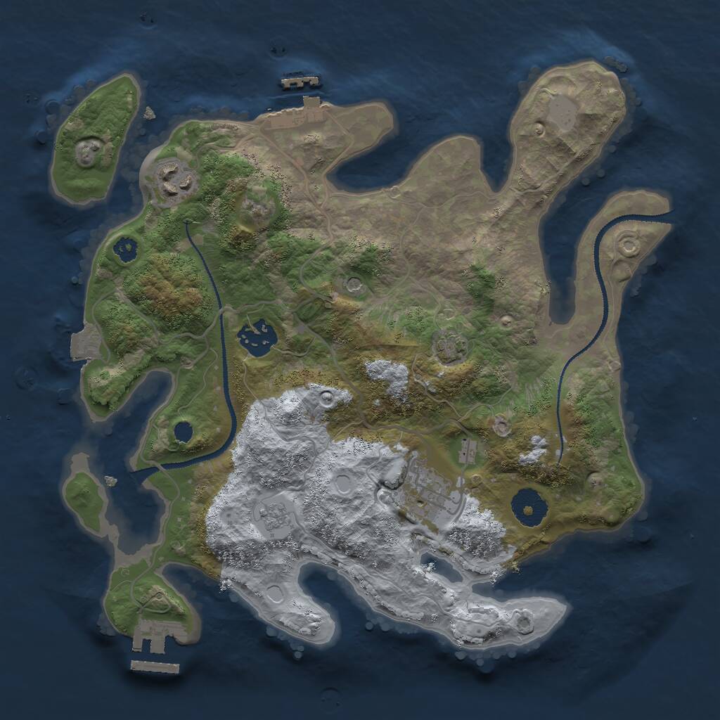Rust Map: Procedural Map, Size: 3000, Seed: 2052269013, 9 Monuments