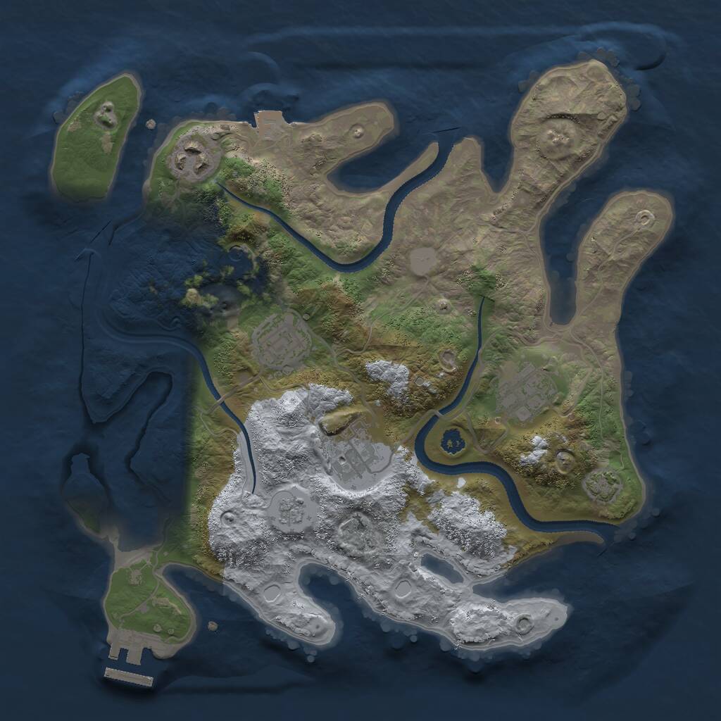 Rust Map: Procedural Map, Size: 3000, Seed: 2052269013, 9 Monuments