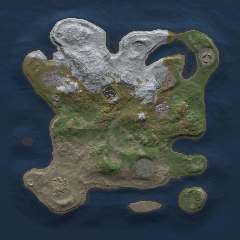 Rust Map: Barren, Size: 3000, Seed: 528982, 10 Monuments