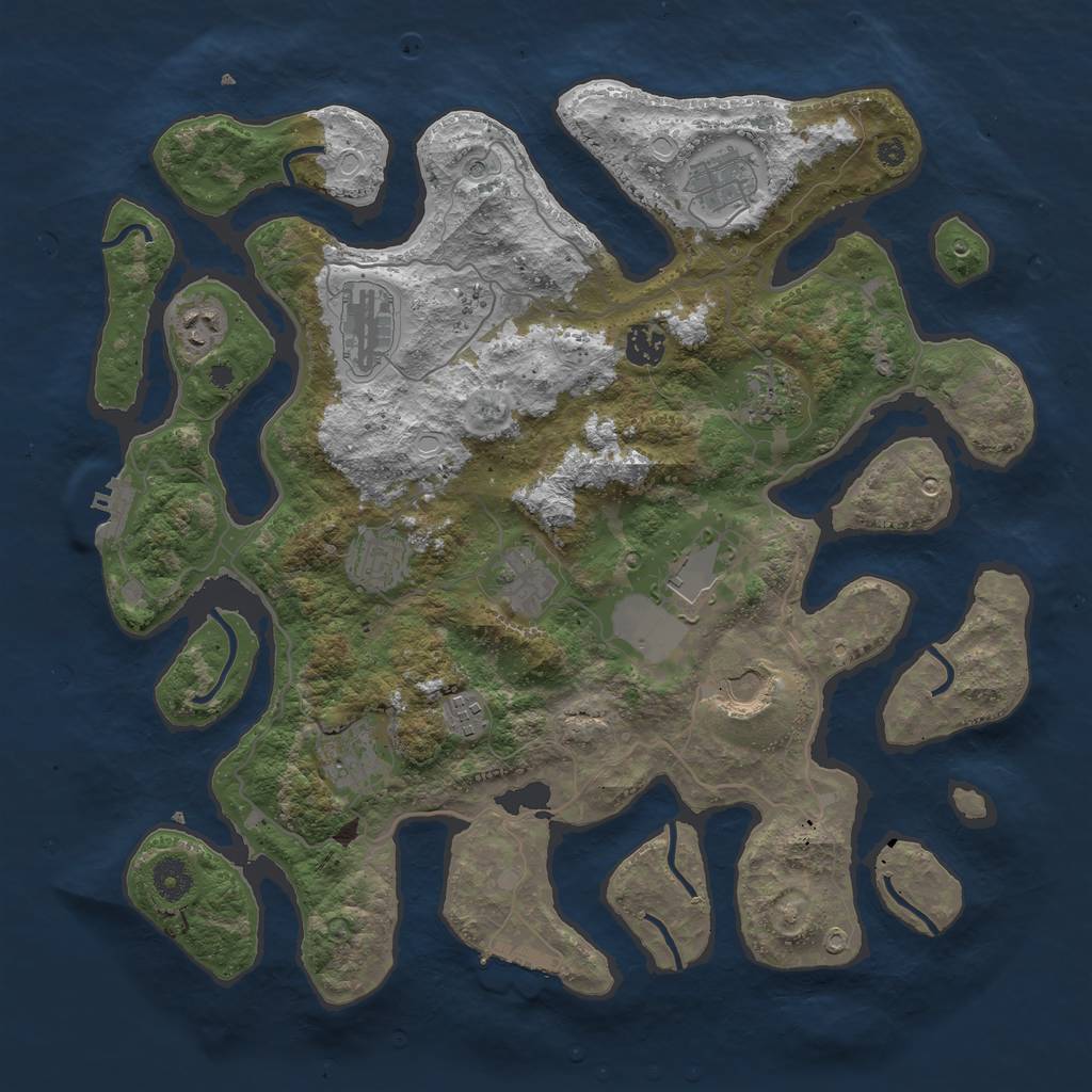 Rust Map: Procedural Map, Size: 4000, Seed: 3025282, 19 Monuments