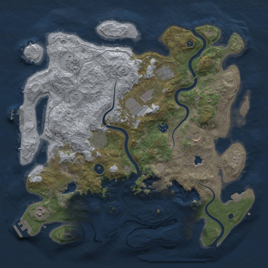 Rust Map: Procedural Map, Size: 4000, Seed: 288799, 14 Monuments