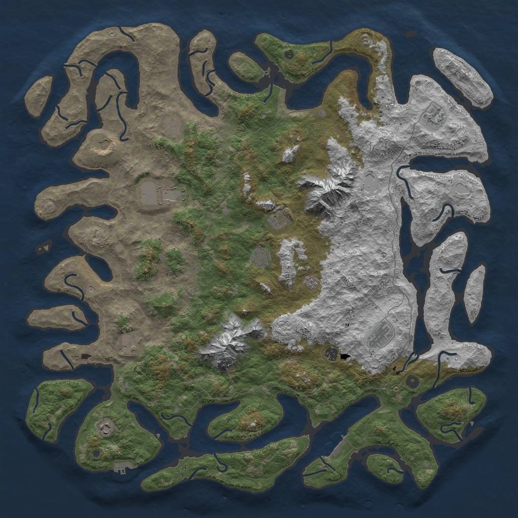 Rust Map: Procedural Map, Size: 6000, Seed: 1202190384, 19 Monuments
