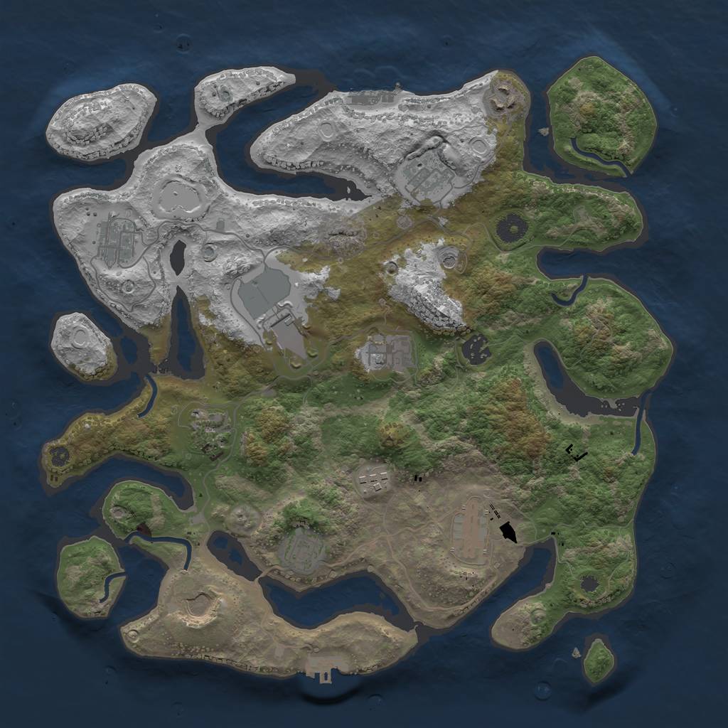 Rust Map: Procedural Map, Size: 3750, Seed: 171064147, 19 Monuments