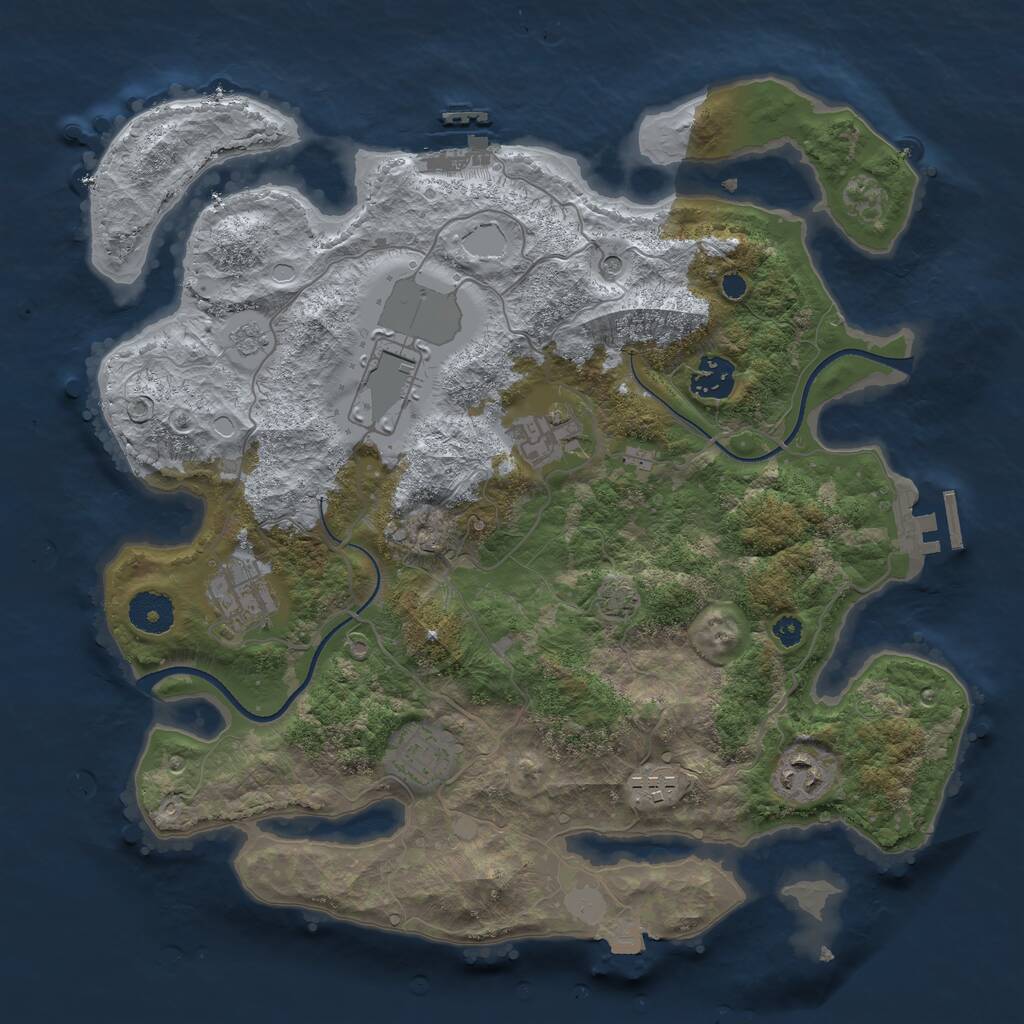 Rust Map: Procedural Map, Size: 3500, Seed: 536075061, 13 Monuments