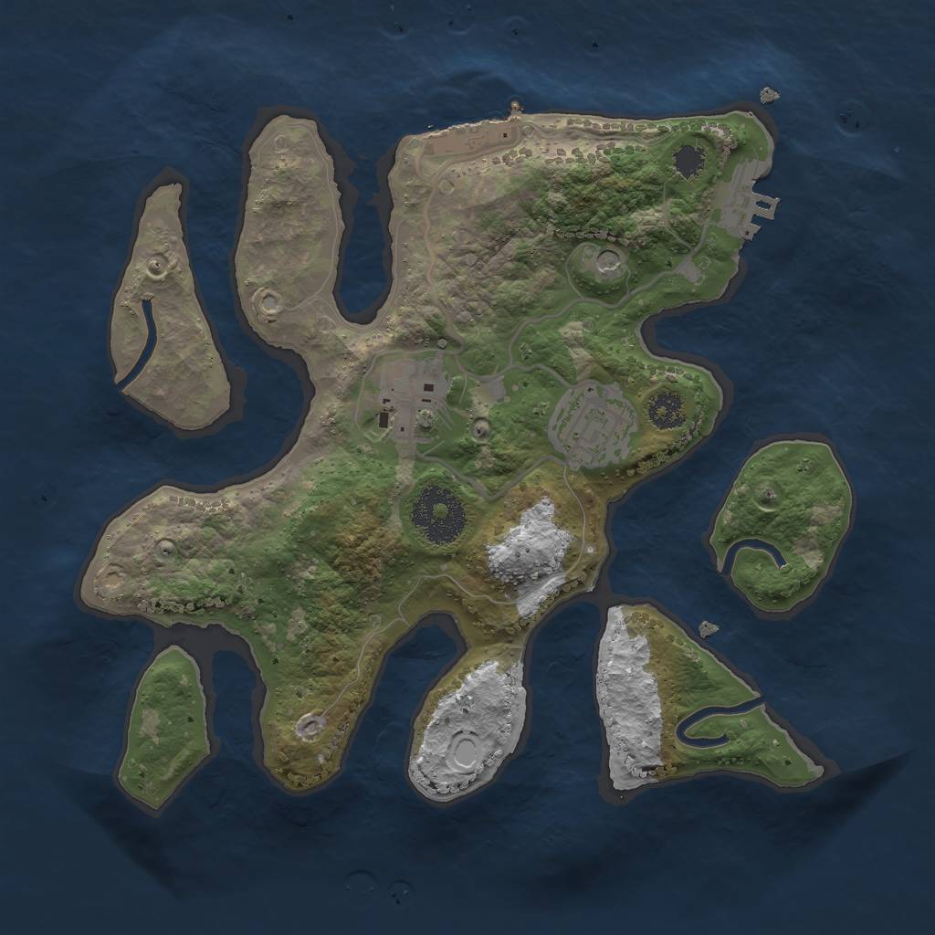 Rust Map: Procedural Map, Size: 2561, Seed: 5276521, 10 Monuments