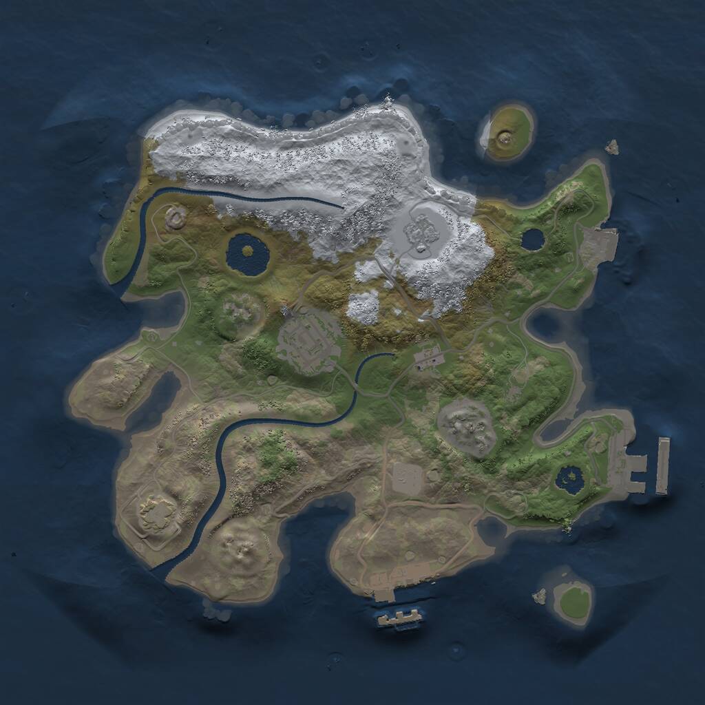 Rust Map: Procedural Map, Size: 2500, Seed: 51512, 6 Monuments