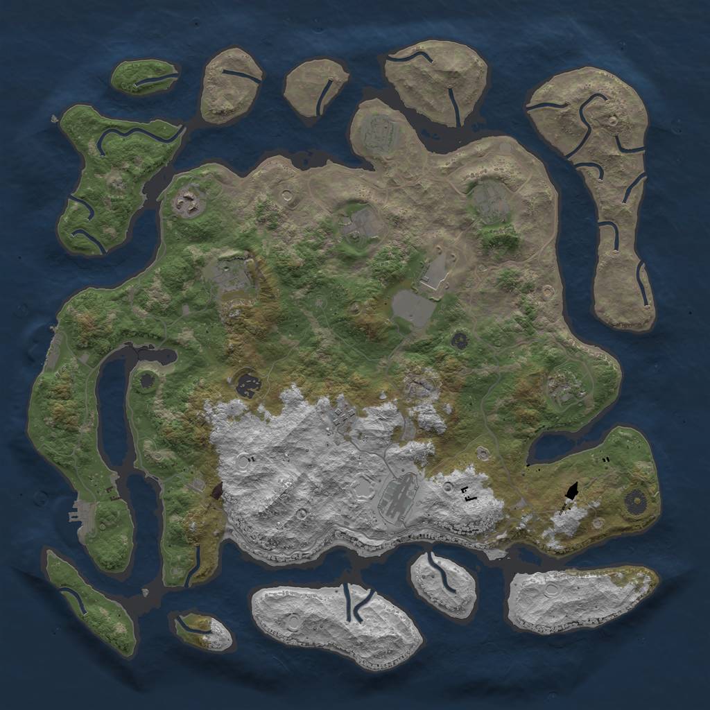 Rust Map: Procedural Map, Size: 4500, Seed: 8105331, 18 Monuments