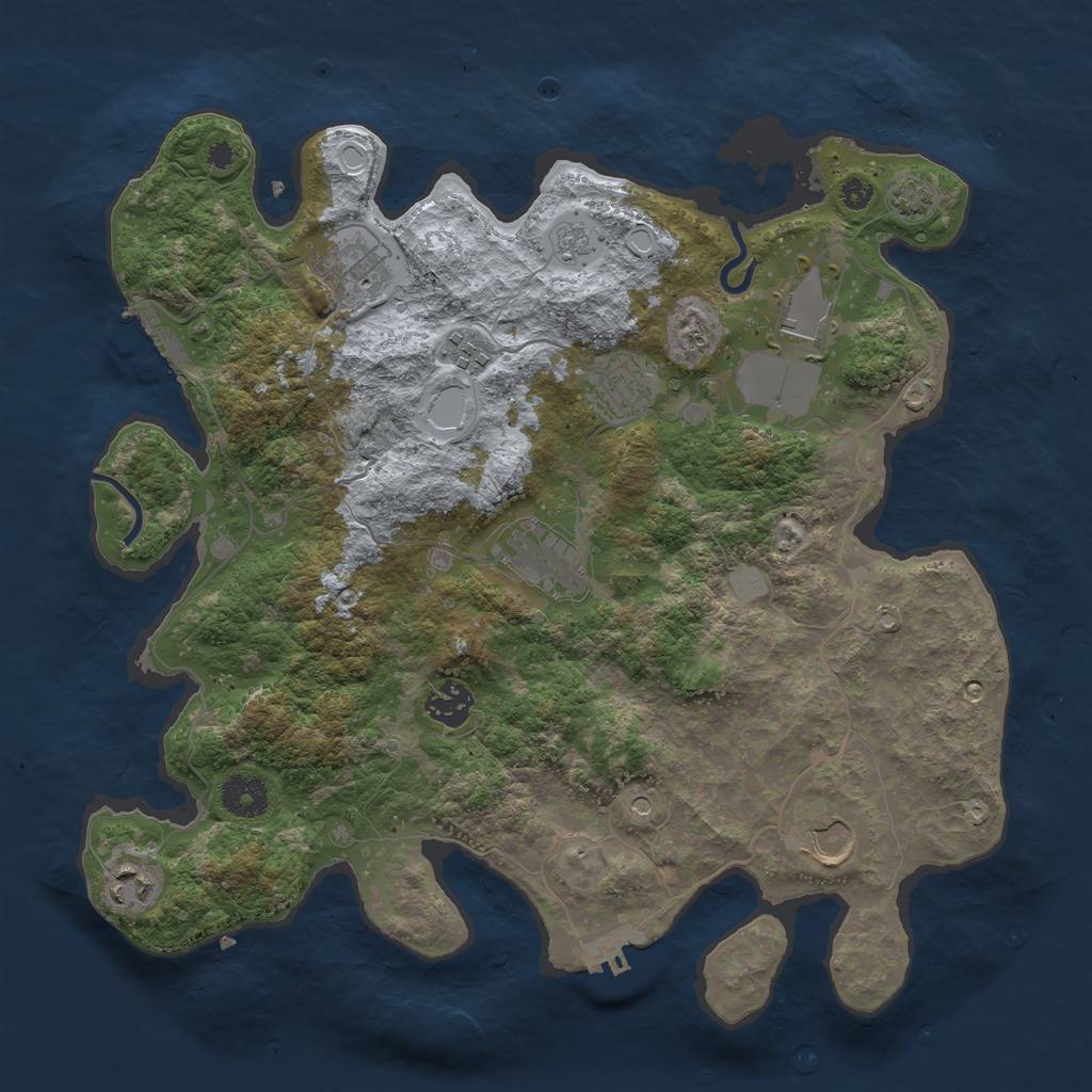 Rust Map: Procedural Map, Size: 3600, Seed: 793197, 16 Monuments