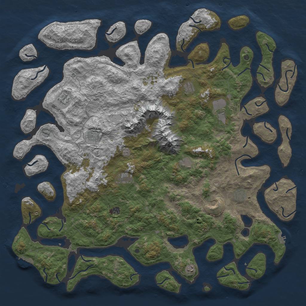 Rust Map: Procedural Map, Size: 6000, Seed: 2073386754, 19 Monuments
