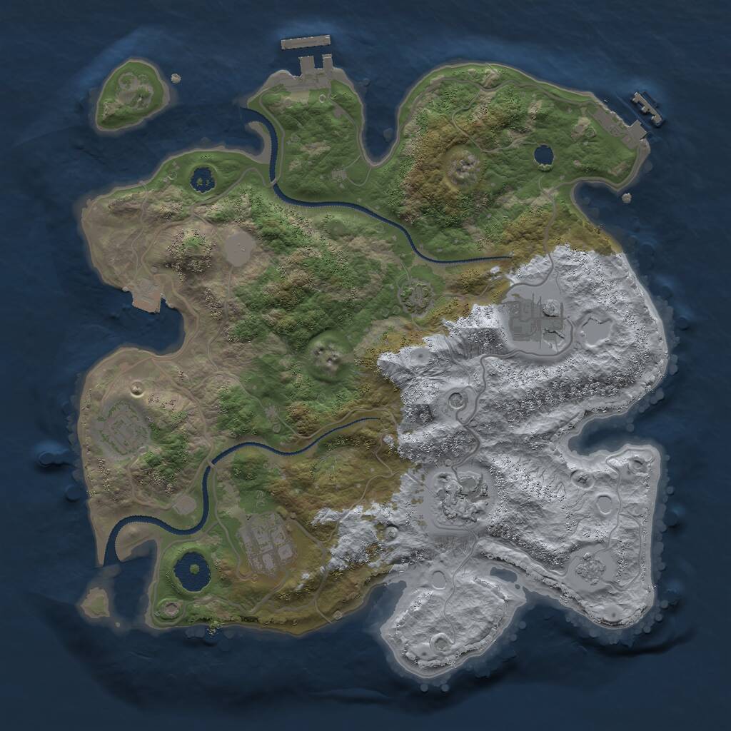 Rust Map: Procedural Map, Size: 3000, Seed: 185110, 10 Monuments