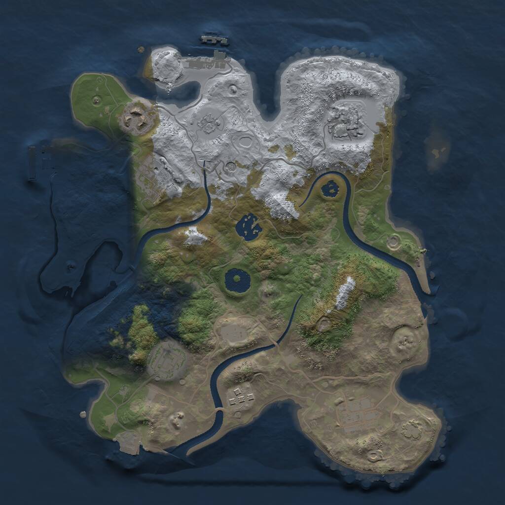 Rust Map: Procedural Map, Size: 3000, Seed: 100022, 13 Monuments