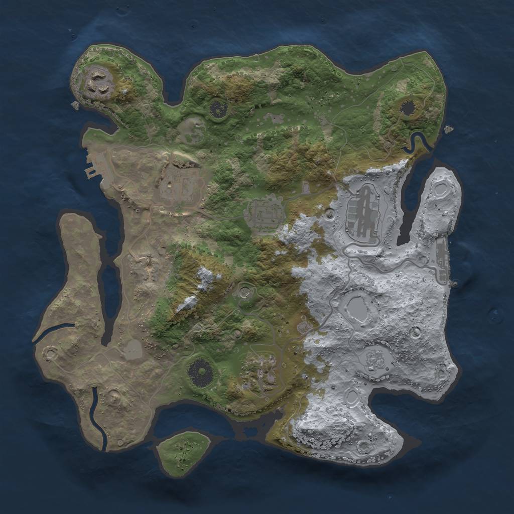 Rust Map: Procedural Map, Size: 3000, Seed: 740359, 12 Monuments