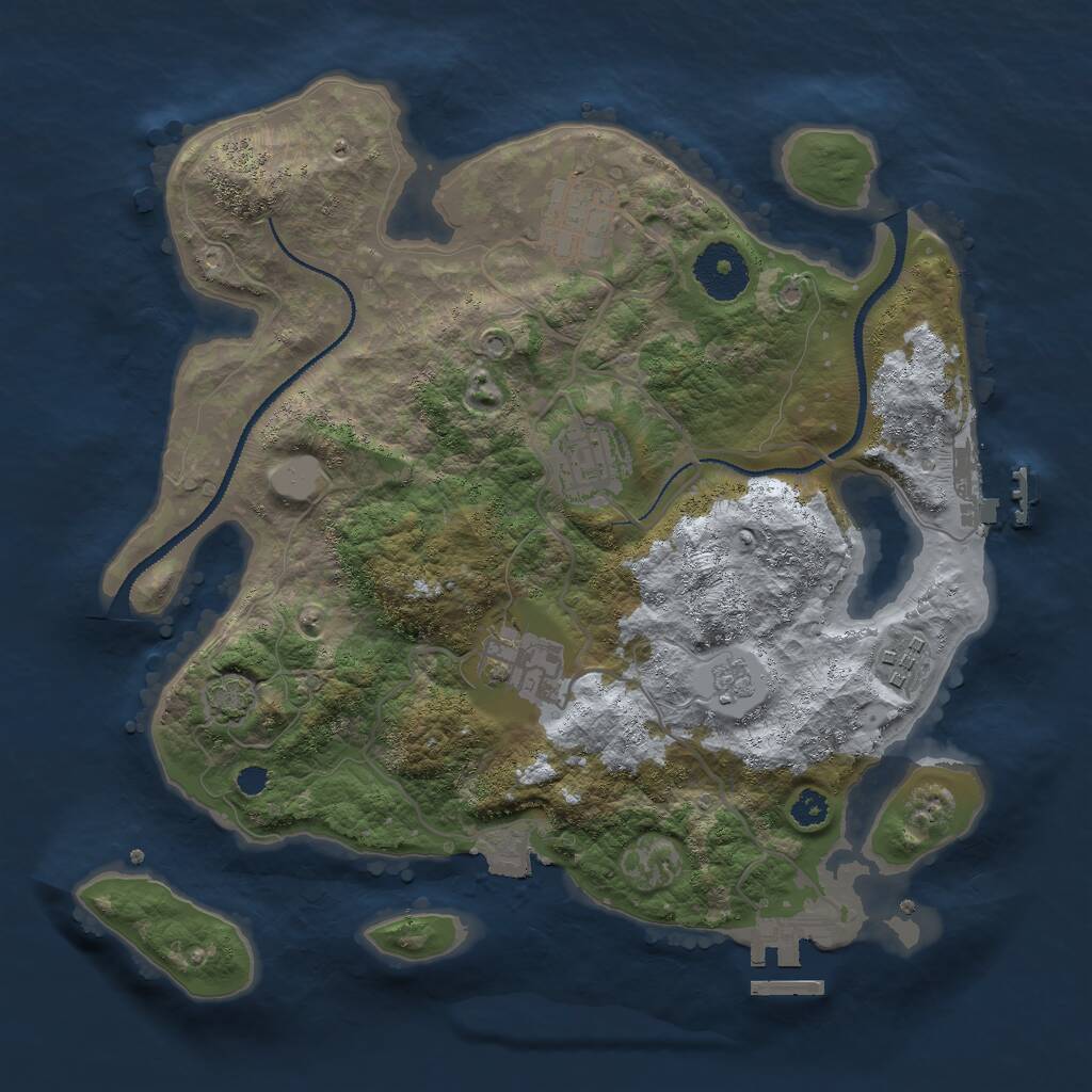 Rust Map: Procedural Map, Size: 3000, Seed: 860102, 9 Monuments