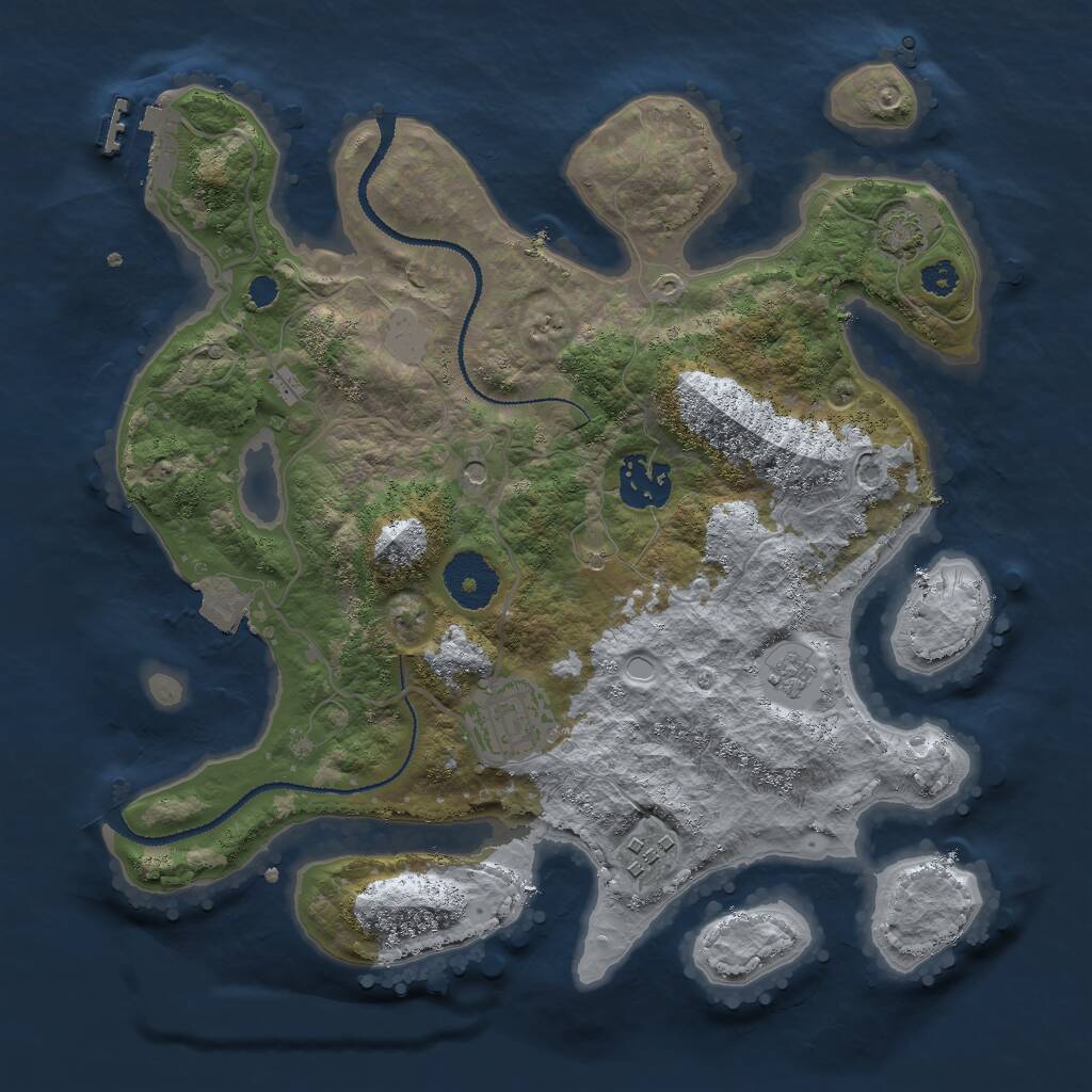 Rust Map: Procedural Map, Size: 3000, Seed: 550416, 8 Monuments