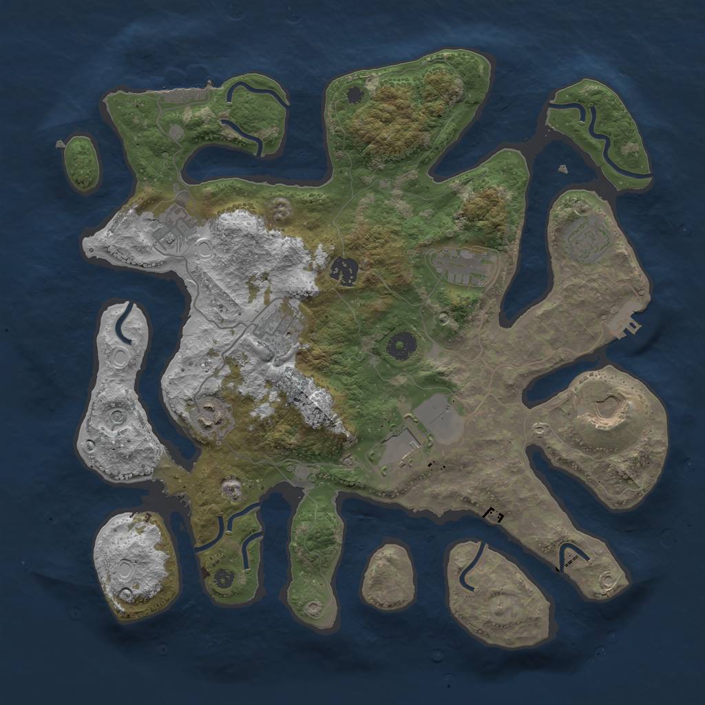 Rust Map: Procedural Map, Size: 3700, Seed: 1133430330, 16 Monuments