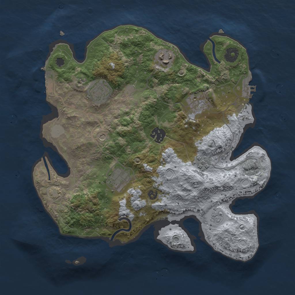 Rust Map: Procedural Map, Size: 3000, Seed: 114489, 14 Monuments