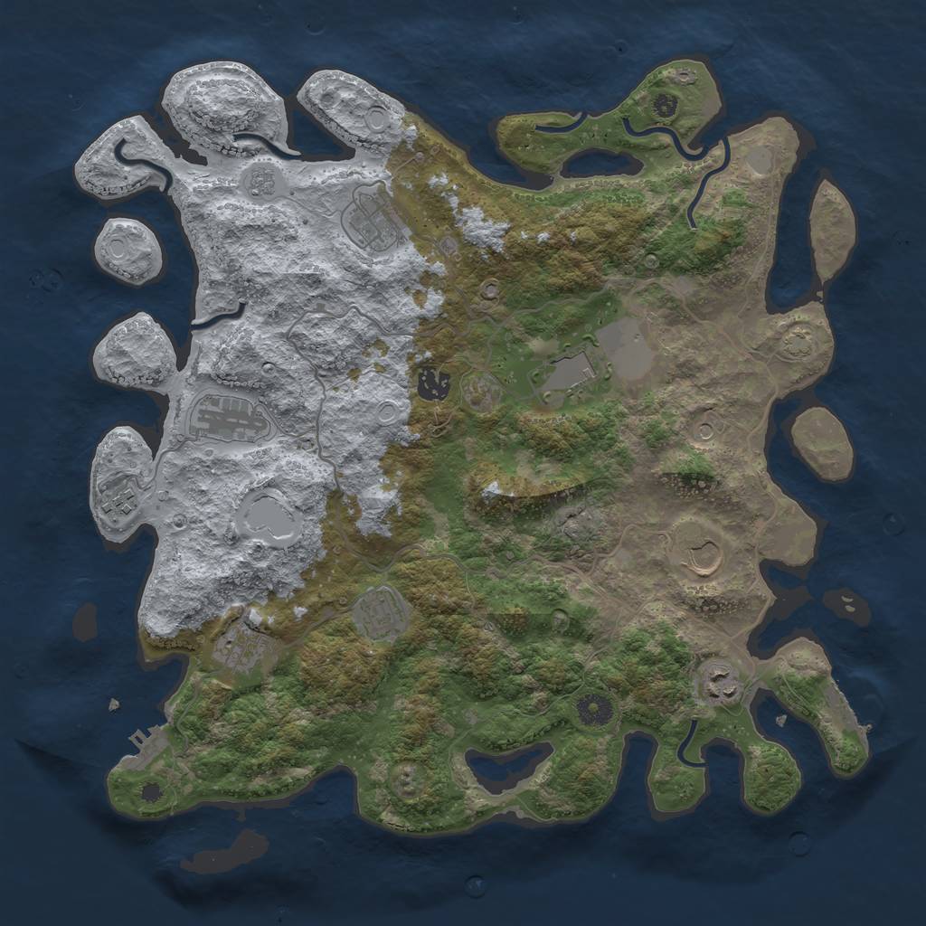 Rust Map: Procedural Map, Size: 4000, Seed: 324234234, 17 Monuments