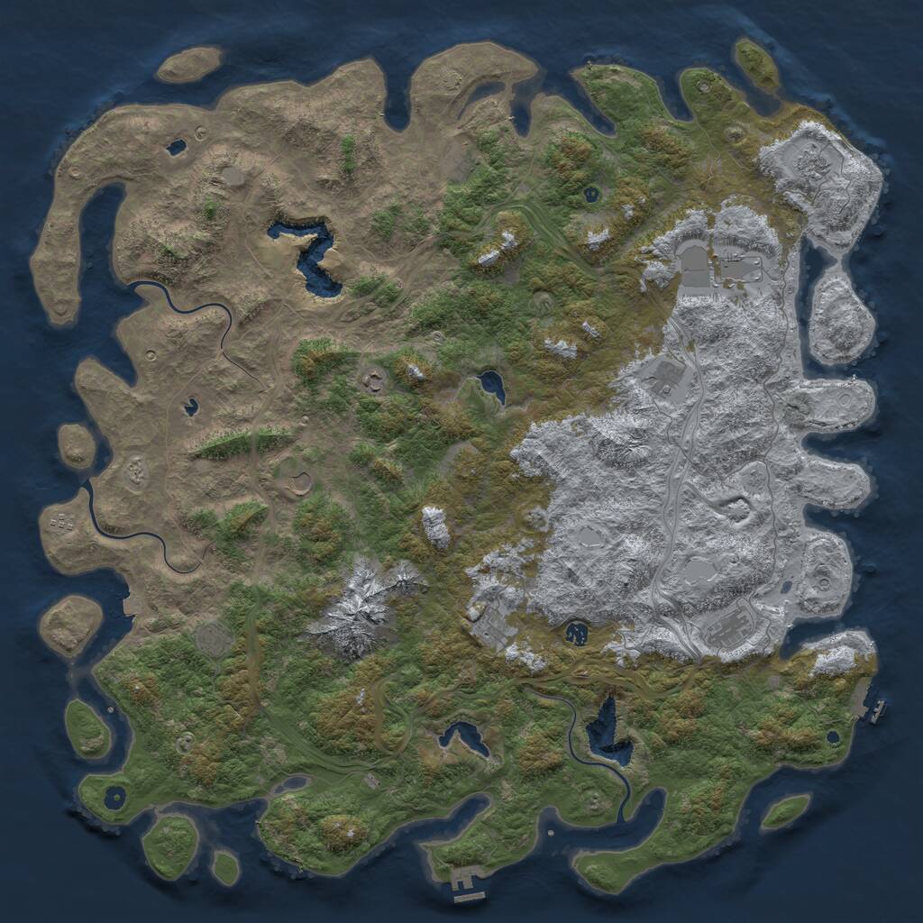 Rust Map: Procedural Map, Size: 6000, Seed: 32475471, 17 Monuments