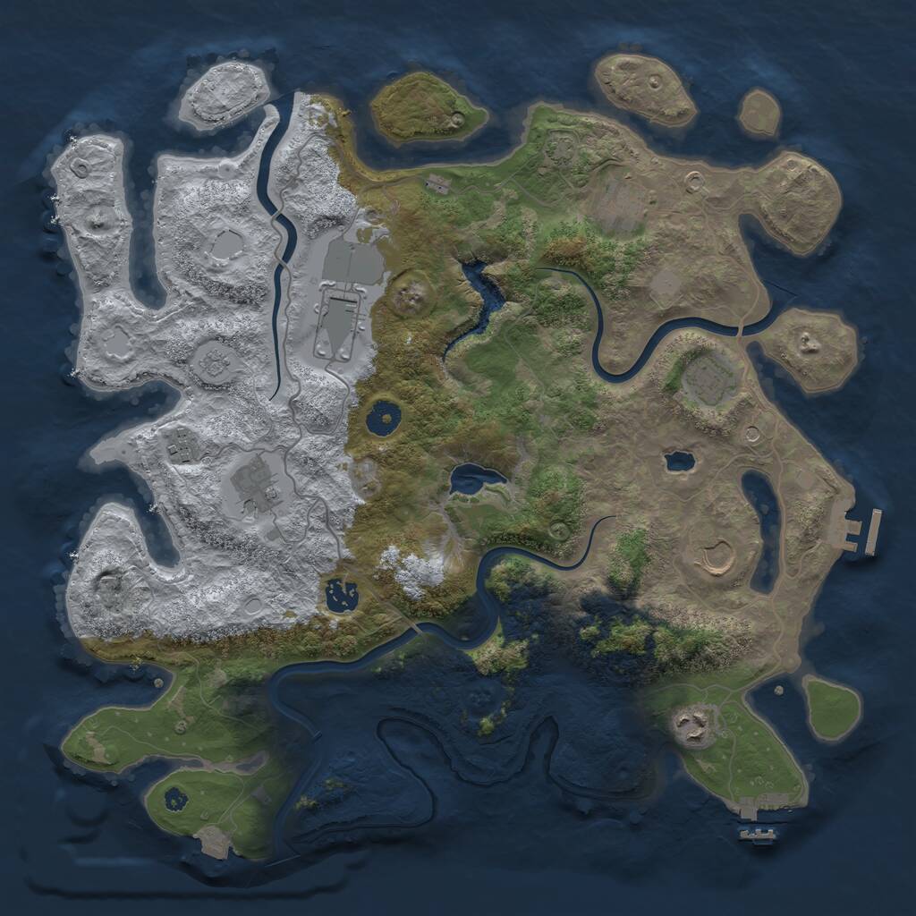 Rust Map: Procedural Map, Size: 4000, Seed: 115093, 14 Monuments