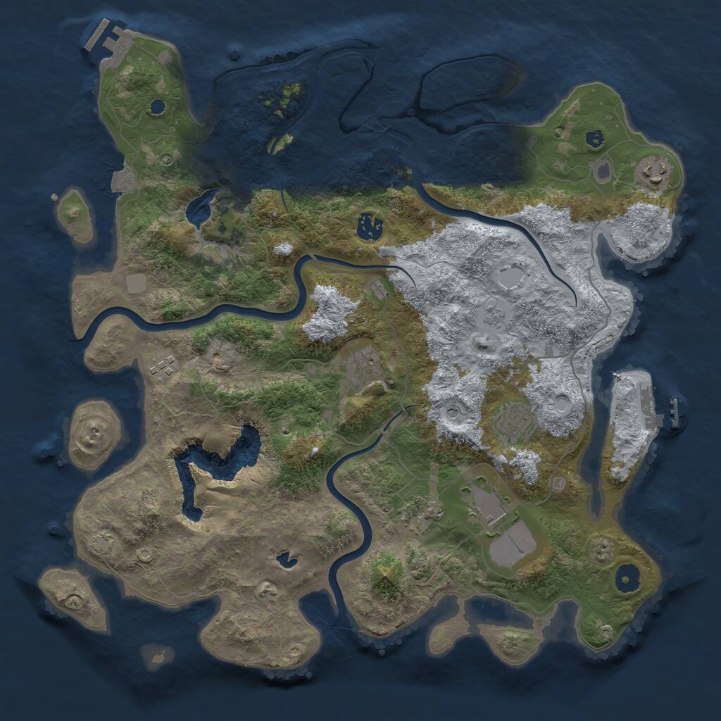 Rust Map: Procedural Map, Size: 4000, Seed: 563445, 13 Monuments