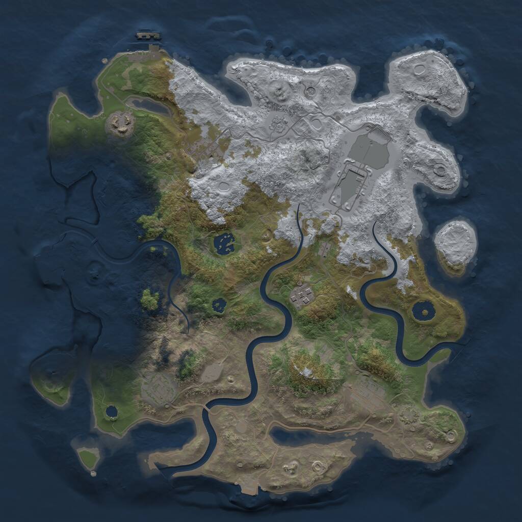 Rust Map: Procedural Map, Size: 3600, Seed: 1788080639, 13 Monuments