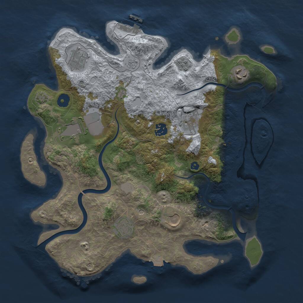 Rust Map: Procedural Map, Size: 3500, Seed: 111288, 13 Monuments