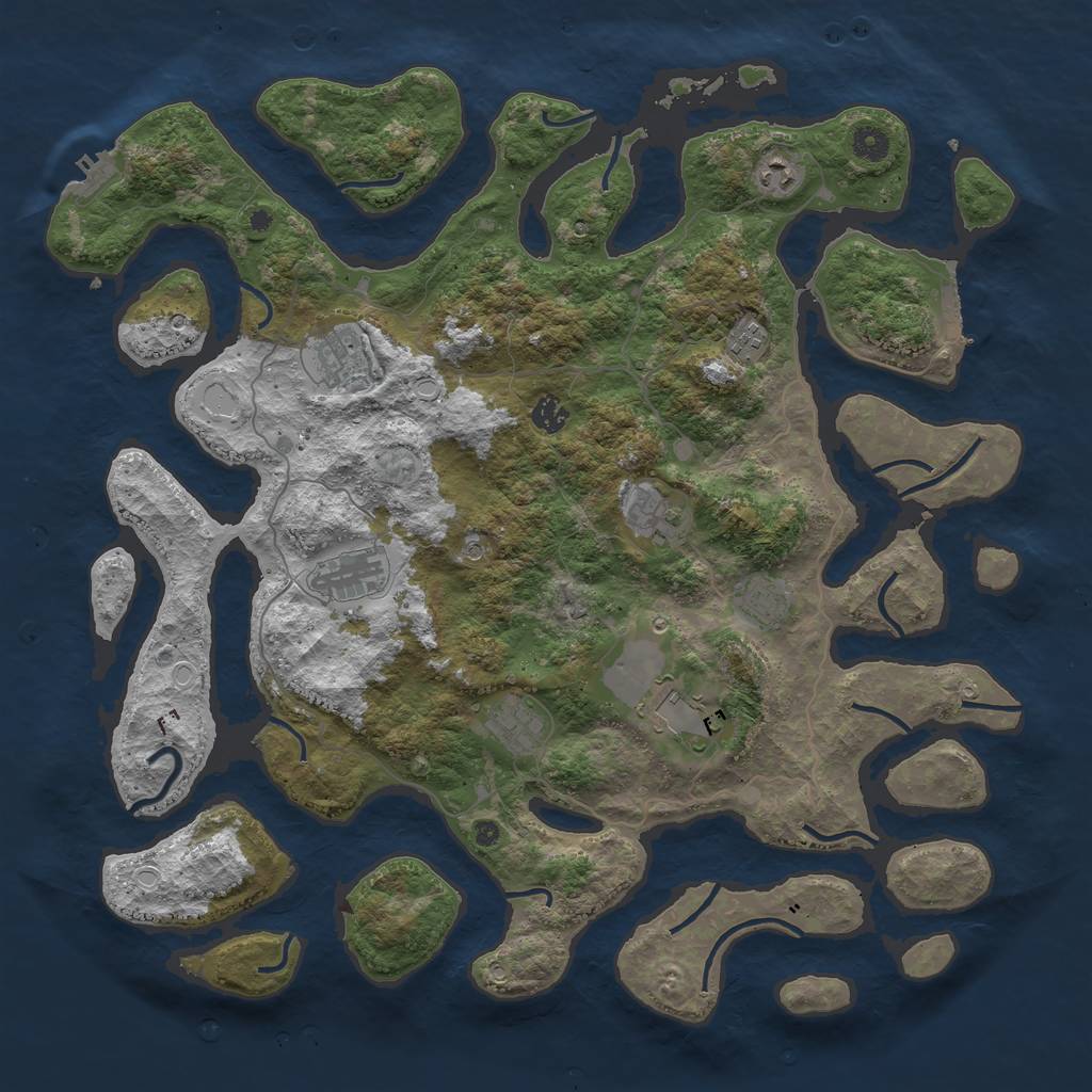 Rust Map: Procedural Map, Size: 4500, Seed: 21772765, 17 Monuments