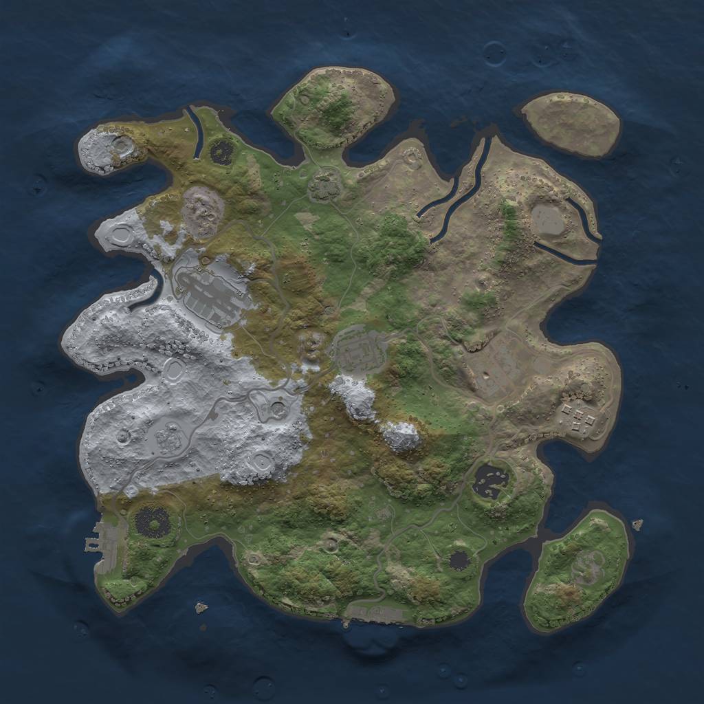 Rust Map: Procedural Map, Size: 3050, Seed: 123456, 13 Monuments
