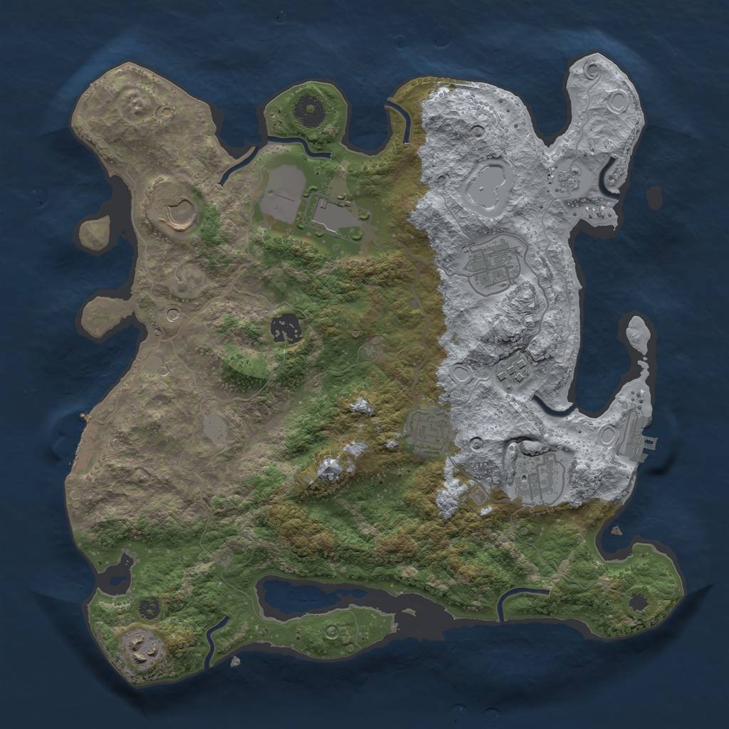 Rust Map: Procedural Map, Size: 3500, Seed: 2333, 15 Monuments