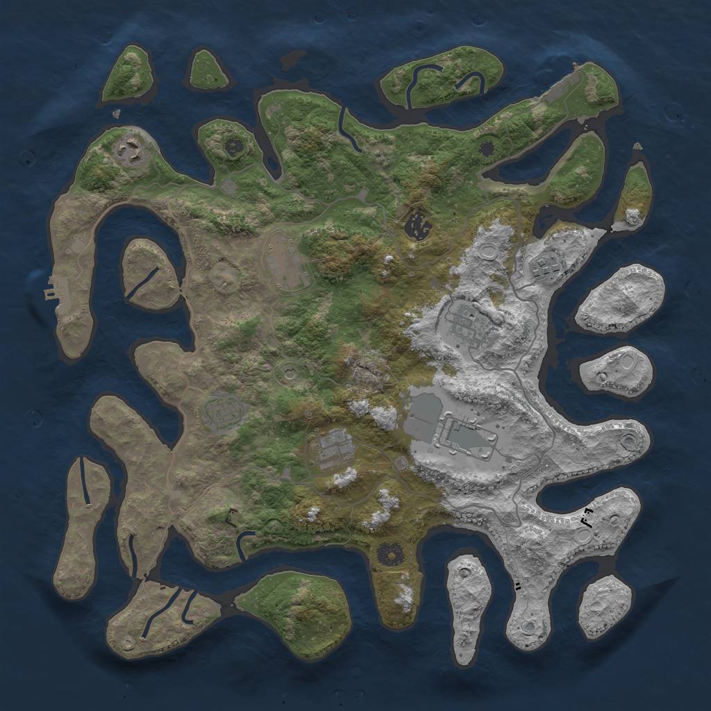 Rust Map: Procedural Map, Size: 4000, Seed: 3197, 16 Monuments