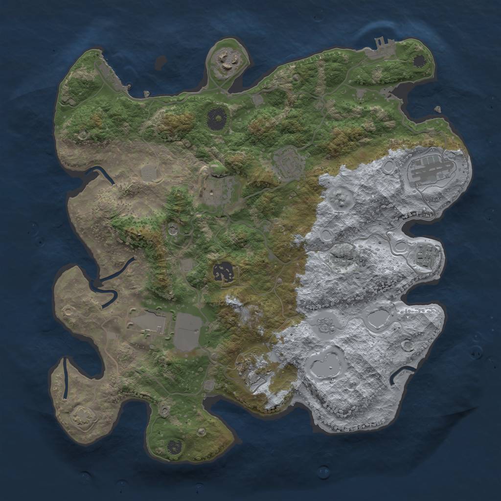 Rust Map: Procedural Map, Size: 3500, Seed: 801973819, 16 Monuments