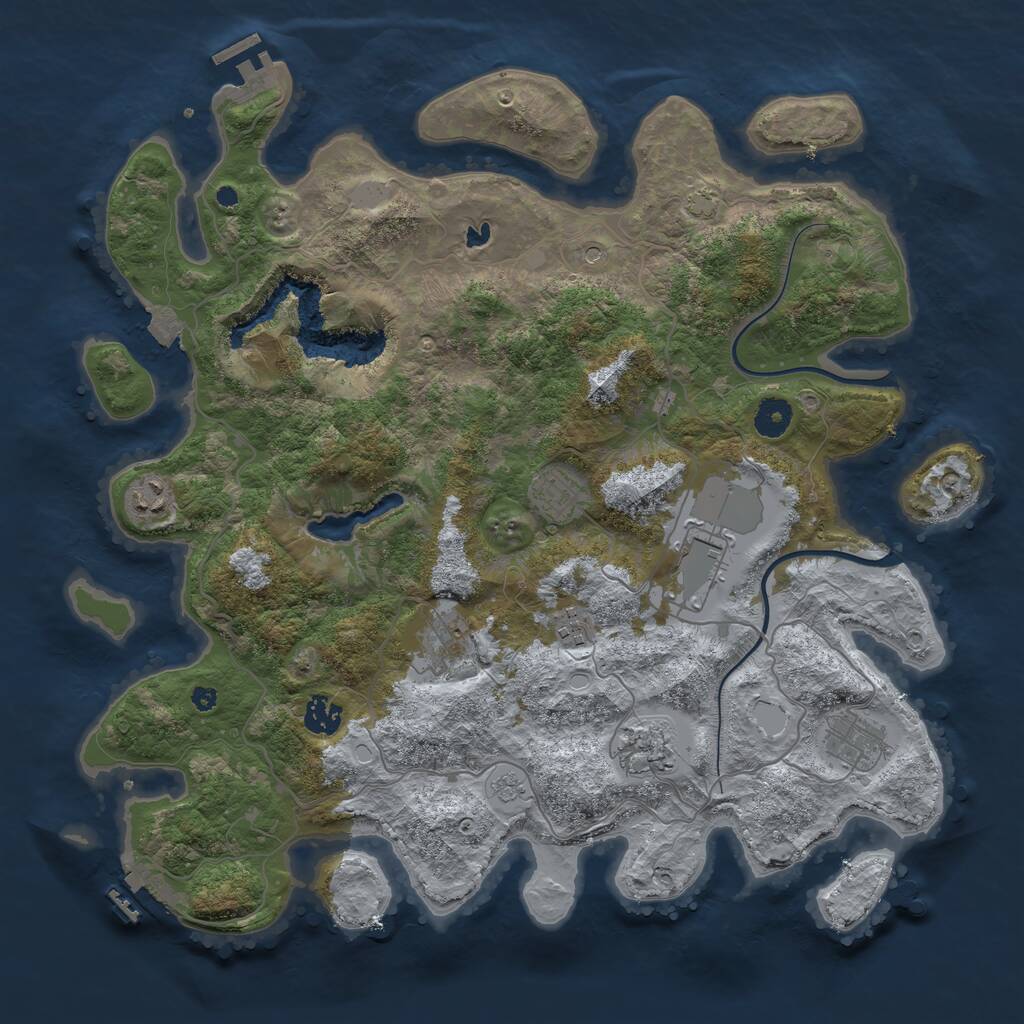 Rust Map: Procedural Map, Size: 4000, Seed: 664776, 14 Monuments