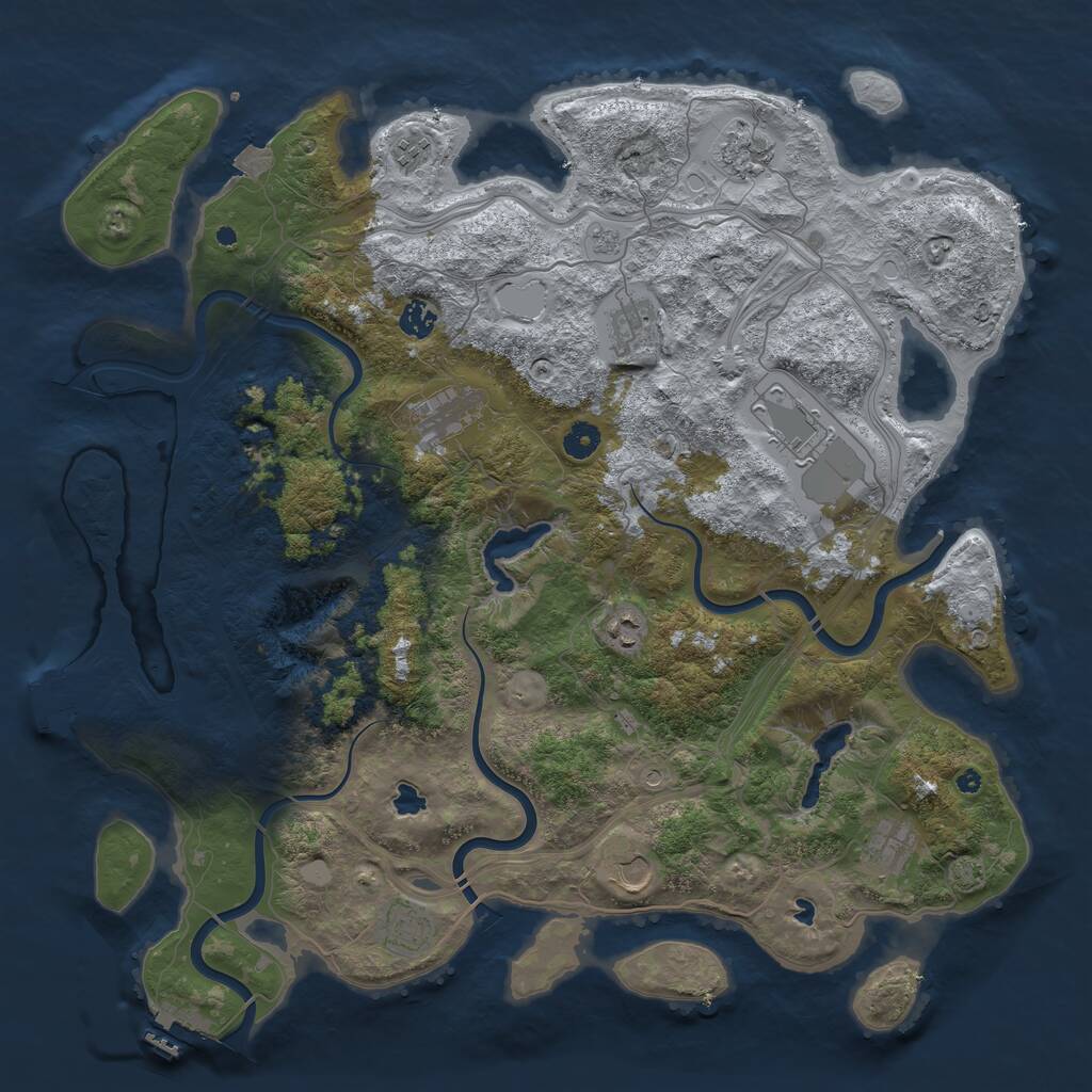 Rust Map: Procedural Map, Size: 4500, Seed: 3254, 16 Monuments