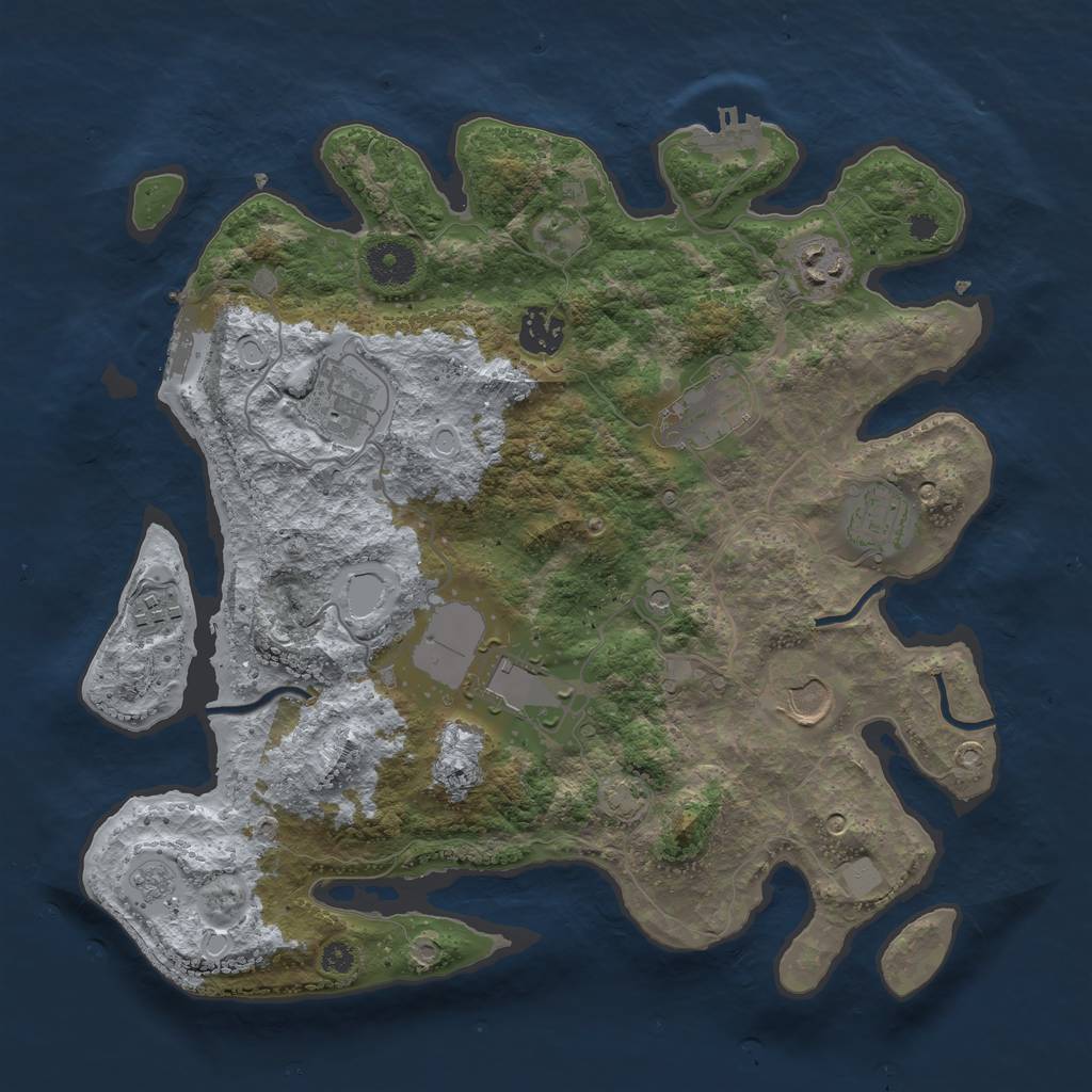 Rust Map: Procedural Map, Size: 3500, Seed: 63614550, 16 Monuments