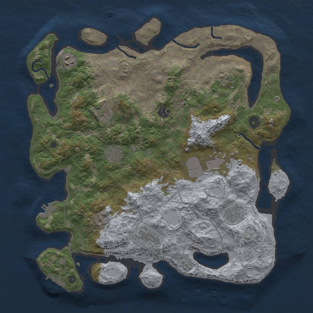Rust Map: Procedural Map, Size: 4000, Seed: 4568564, 16 Monuments