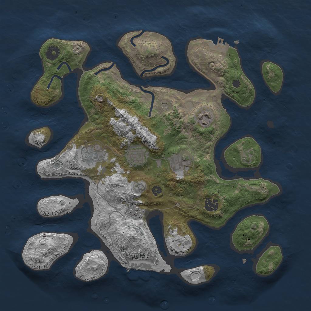 Rust Map: Procedural Map, Size: 3300, Seed: 30211, 14 Monuments