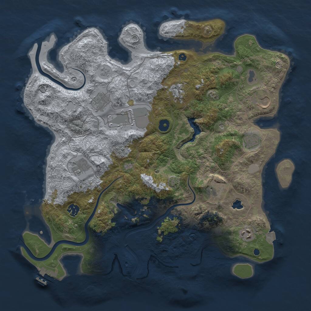 Rust Map: Procedural Map, Size: 4000, Seed: 97672, 16 Monuments