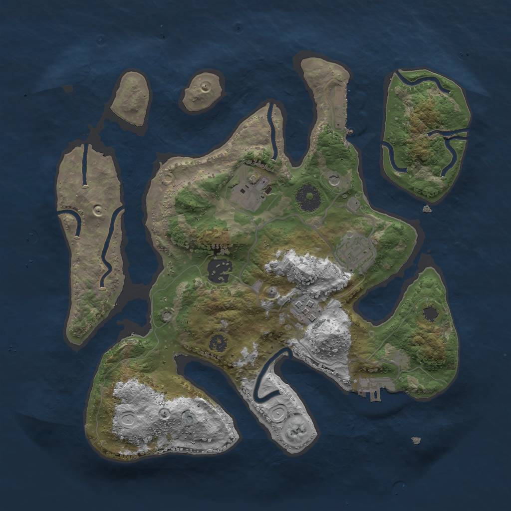 Rust Map: Procedural Map, Size: 3000, Seed: 410901, 12 Monuments