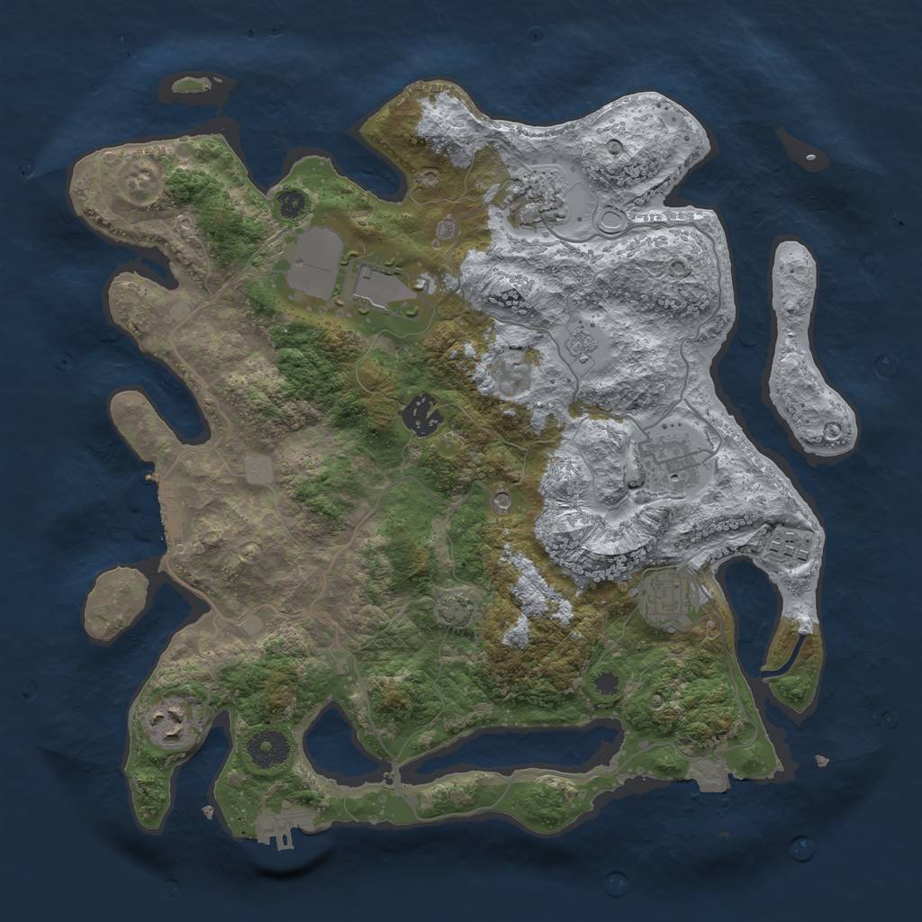 Rust Map: Procedural Map, Size: 3500, Seed: 4125, 15 Monuments