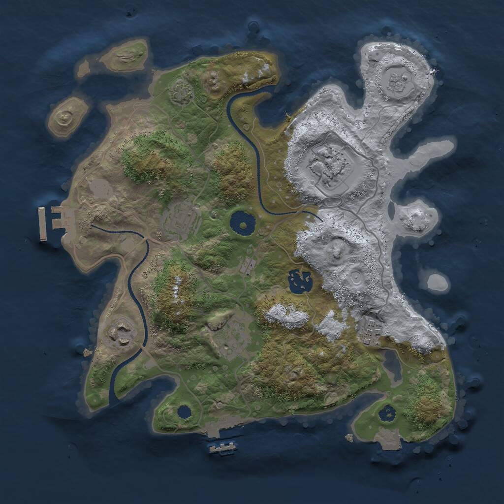 Rust Map: Procedural Map, Size: 3000, Seed: 888390, 11 Monuments