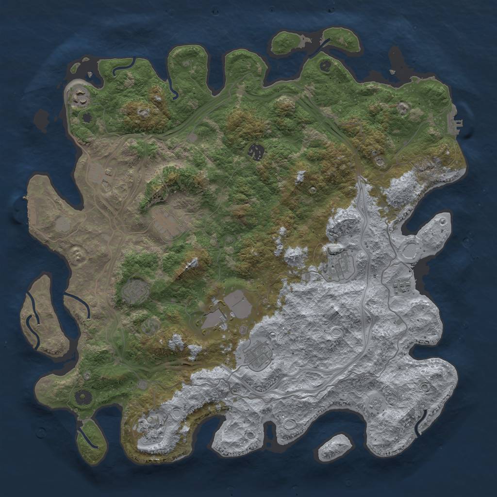 Rust Map: Procedural Map, Size: 4500, Seed: 97674, 17 Monuments